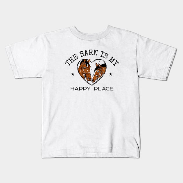 The Barn Is My Happy Place Kids T-Shirt by Mountain Morning Graphics